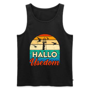 Urlaub auf Usedom Ostsee HALLO USEDOM Lustig - Männer Premium Bio Tank Top - Schwarz - Vorne - Michal (187cm)
