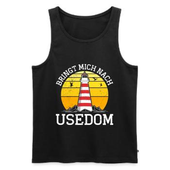 Ostsee BRINGT MICH NACH USEDOM Leuchtturm Lustig - Männer Premium Bio Tank Top - Schwarz - Vorne - Michal (187cm)