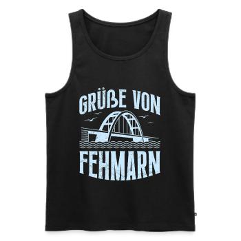 Baltic Sea Holiday Greetings from Fehmarn Fun - Men's Premium Organic Tank Top - black - Front - AI Model Male 178 light (178cm)