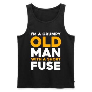 Grumpy Old Man with a Short Fuse - Men's Premium Organic Tank Top - black - Front - AI Model Male 178 light (178cm)