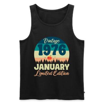 50-jähriges Jubiläum 50 Jahre Januar 1976 Geschenkidee - Männer Premium Bio Tank Top - Schwarz - Vorne - Michal (187cm)
