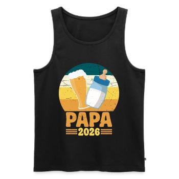 Papa 2026 Futur Papa Annonce de Bébé Futur Père - Débardeur bio Premium Homme - noir - Devant - AI Model Male 178 light (178cm)