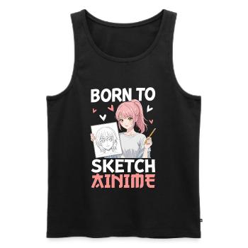 Né pour dessiner des animes - Débardeur bio Premium Homme - noir - Devant - AI Model Male 178 light (178cm)