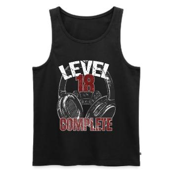 Niveau 18 Conception complète de l’anniversaire du joueur - Débardeur bio Premium Homme - noir - Devant - AI Model Male 178 light (178cm)
