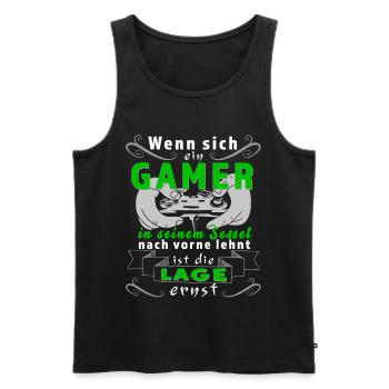 Lustiges Gamer Design: Die Lage ist ernst - Männer Premium Bio Tank Top - Schwarz - Vorne - AI Model Male 178 light (178cm)