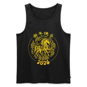 Année du cheval 2026 Nouvel An chinois du zodiaque chinois - Débardeur bio Premium Homme - noir - Devant - Michal (187cm)