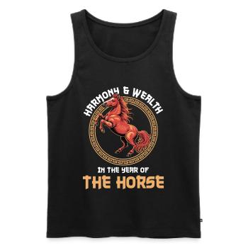 Jahr des Pferdes Chinesisches Neujahr 2026 - Männer Premium Bio Tank Top - Schwarz - Vorne - Michal (187cm)