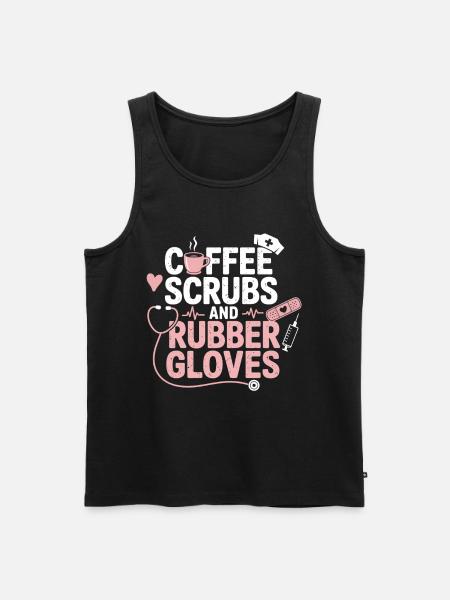 Kaffee Scrubs und Gummihandschuhe - Männer Premium Bio Tank Top - Schwarz