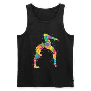 Gymnaste Gymnastique colorée Équilibre sur les mains Fille Gymnastique - Débardeur bio Premium Homme - noir - Devant - AI Model Male 178 light (178cm)