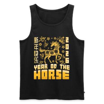Year Of Horse Chinese Zodiac Lunar New Year 2026 - Men's Premium Organic Tank Top - black - Front - Michal (187cm)