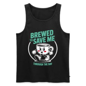 Kaffee rettet den Tag - Männer Premium Bio Tank Top - Schwarz - Vorne - Michal (187cm)