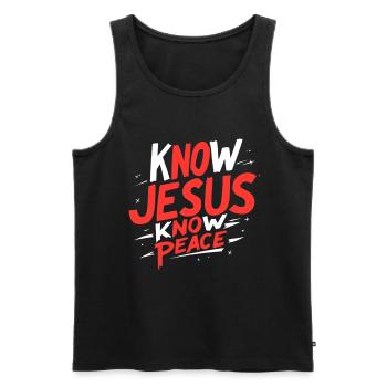 Know Jesus, know peace - Men's Premium Organic Tank Top - black - Front - Michal (187cm)