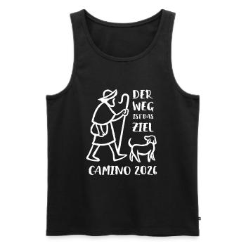 Buen Camino 2026 | Jakobsweg Der Weg ist das Ziel - Männer Premium Bio Tank Top - Schwarz - Vorne - Michal (187cm)