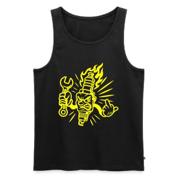 Bad Spark – Cheeky spark plug with screw connections - Men's Premium Organic Tank Top - black - Front - AI Model Male 178 light (178cm)