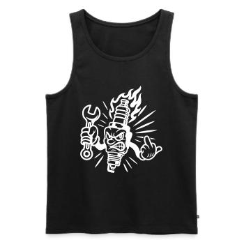 Bad Spark – Cheeky spark plug with screw connections - Men's Premium Organic Tank Top - black - Front - AI Model Male 178 light (178cm)