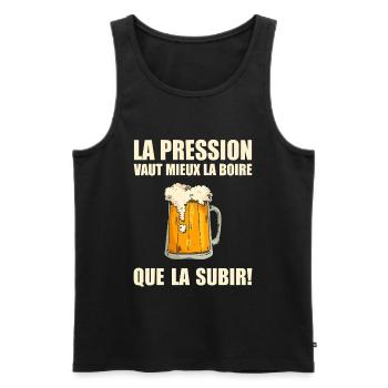 La Pression Vaut Mieux La Boire Humour Bière - Débardeur bio Premium Homme - noir - Devant - AI Model Male 178 light (178cm)