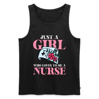Nur eine Frau, die Krankenschwester liebt - Männer Premium Bio Tank Top - Schwarz - Vorne - Michal (187cm)