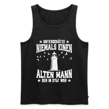 NEVER UNDERESTIMATE AN OLD MAN - Men's Premium Organic Tank Top - black - Front - Michal (187cm)