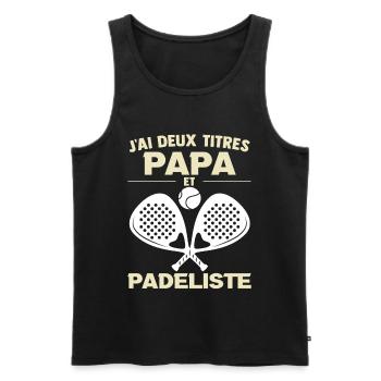 Papa Padel Vatertags-Padelistengeschenk - Männer Premium Bio Tank Top - Schwarz - Vorne - Michal (187cm)