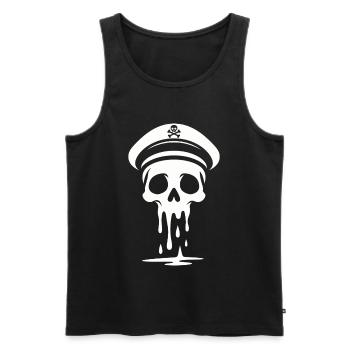 Capitaine Crâne Fondant Crâne Chapeau de Capitaine - Débardeur bio Premium Homme - noir - Devant - Michal (187cm)