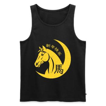 Jahr des Pferdes Chinesischer Tierkreis Chinesisches Neujahr 2026 - Männer Premium Bio Tank Top - Schwarz - Vorne - Michal (187cm)
