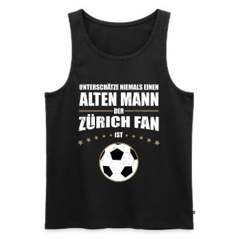 Alter Mann - Zürich Fan | Retro Vintage Edition - Männer Premium Bio Tank Top - Schwarz - Vorne - Michal (187cm)