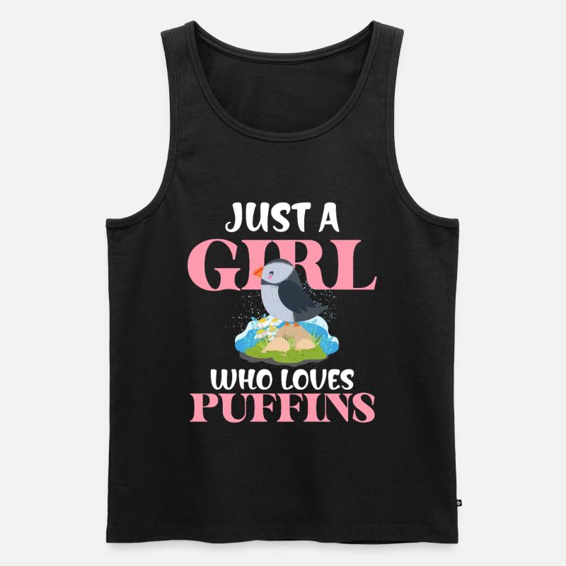 Nur ein Mädchen liebt Puffins - Männer Premium Bio Tank Top - Schwarz