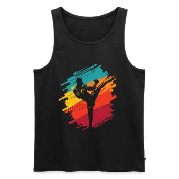 Muay Thai Kickboxer Retro Martial Arts Kickboxing - Männer Premium Bio Tank Top - Schwarz - Vorne - AI Model Male 178 light (178cm)