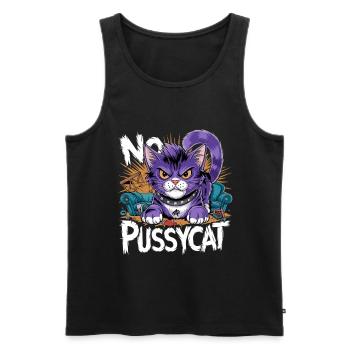 Pas de chat rebelle Chat Combattant - Débardeur bio Premium Homme - noir - Devant - AI Model Male 178 light (178cm)