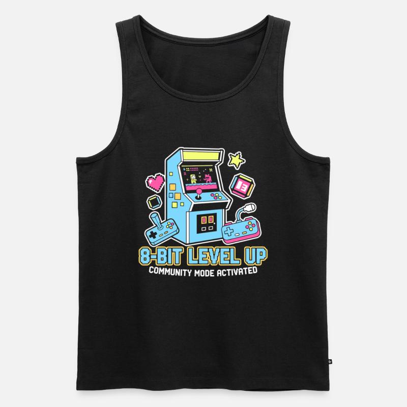 8-Bit LEVEL Arcade Retro Gaming Community - Männer Premium Bio Tank Top - Schwarz