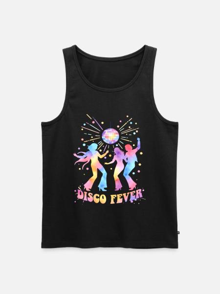 DISCO FEVER Party 70s Dance Watercolor - Men's Premium Organic Tank Top - black
