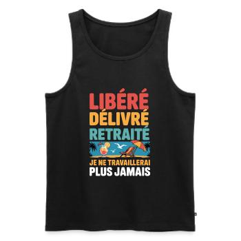 Ruhestand veröffentlicht, geliefert – Humorarbeit, Abschied - Männer Premium Bio Tank Top - Schwarz - Vorne - AI Model Male 178 light (178cm)