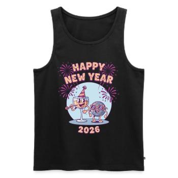 Bonne Année 2026 Célébration des feux d’artifice - Débardeur bio Premium Homme - noir - Devant - Michal (187cm)