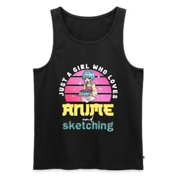 Anime Inspired: Ramen and Sketches - Men's Premium Organic Tank Top - black - Front - AI Model Male 178 light (178cm)