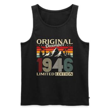 79. Geburtstag Original Dezember Jahrgang 1946 - Männer Premium Bio Tank Top - Schwarz - Vorne - AI Model Male 178 light (178cm)