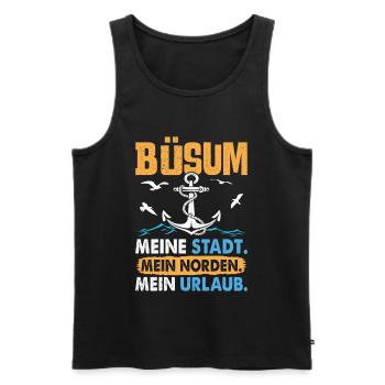 BÜSUM MEINE STADT MEIN NORDEN MEIN URLAUB Lustig - Männer Premium Bio Tank Top - Schwarz - Vorne - Michal (187cm)