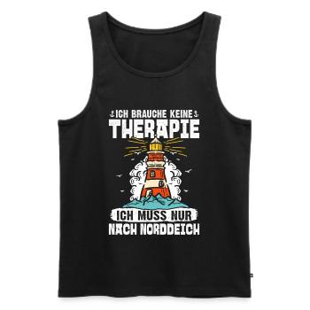 North Sea holiday NEED NO THERAPY HAS TO GO TO - Men's Premium Organic Tank Top - black - Front - Michal (187cm)