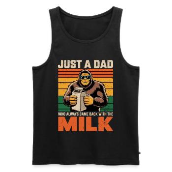 Bigfoot_Papa juste un papa qui a toujours du lait - Débardeur bio Premium Homme - noir - Devant - Michal (187cm)