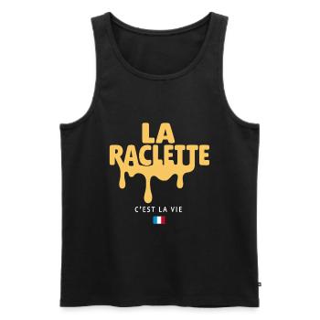 Raclette is life | Cheese & Winter Humor - Men's Premium Organic Tank Top - black - Front - AI Model Male 178 light (178cm)