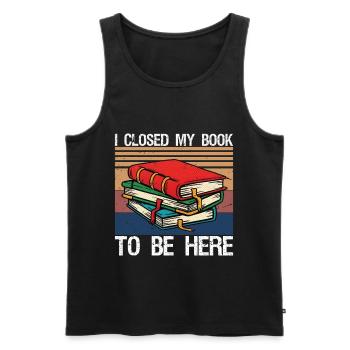 I Closed My Book to Be Here - Männer Premium Bio Tank Top - Schwarz - Vorne - AI Model Male 178 light (178cm)