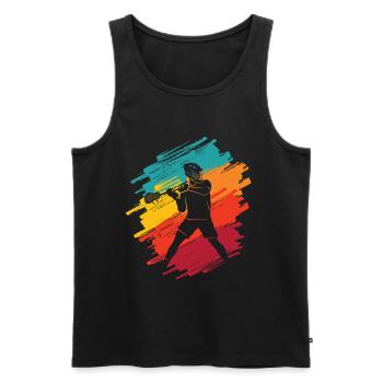 Lacrosse Joueur de Lacrosse Retro Kids Masculin - Débardeur bio Premium Homme - noir - Devant - AI Model Male 178 light (178cm)