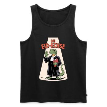 The Eid Lizard in Judge Look Cartoon - Men's Premium Organic Tank Top - black - Front - AI Model Male 178 light (178cm)