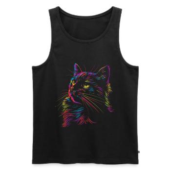 Bunte Katzenkunst im Skizzenstil - Männer Premium Bio Tank Top - Schwarz - Vorne - AI Model Male 178 light (178cm)