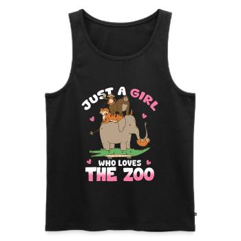 Girl Loves the Zoo – Parade des animaux colorés - Débardeur bio Premium Homme - noir - Devant - AI Model Male 178 light (178cm)