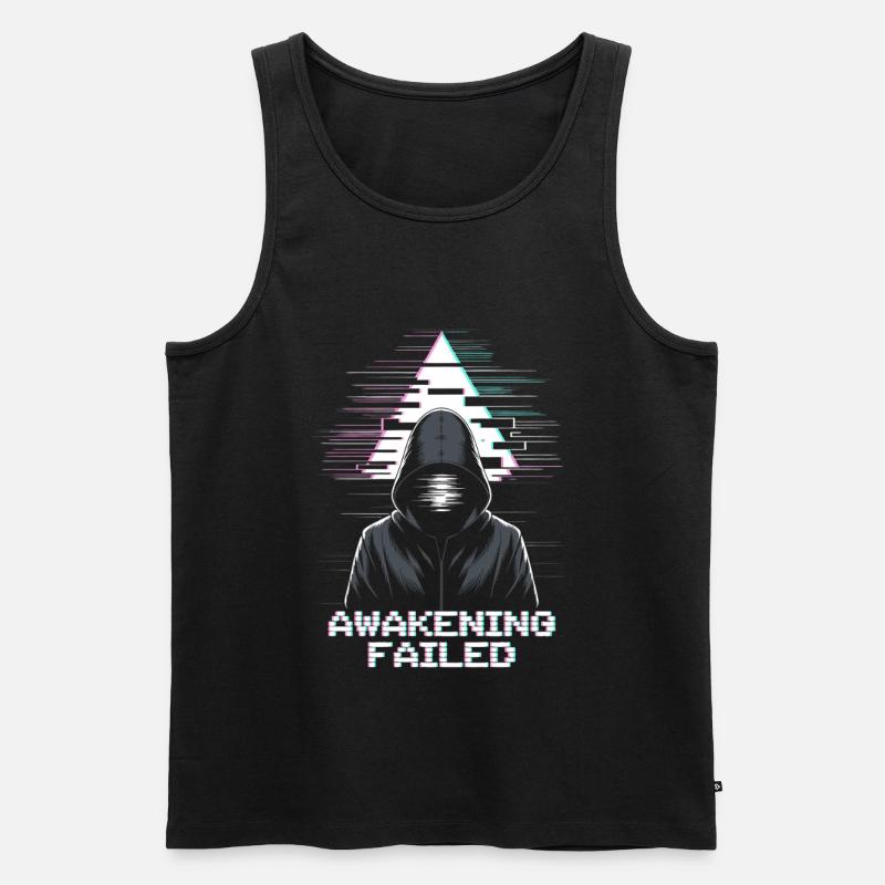 Glitch-Hacker mit „Awakening Failed“ Look - Männer Premium Bio Tank Top - Schwarz