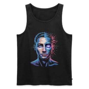 Digital human with glitch effect - Men's Premium Organic Tank Top - black - Front - AI Model Male 178 light (178cm)