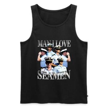 Mec, j’adore Seamen Bootleg inportable - Débardeur bio Premium Homme - noir - Devant - Michal (187cm)