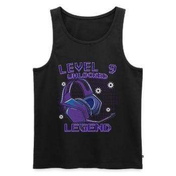 Level 9 Unlocked Kopfhörer Neon - Männer Premium Bio Tank Top - Schwarz - Vorne - AI Model Male 178 light (178cm)
