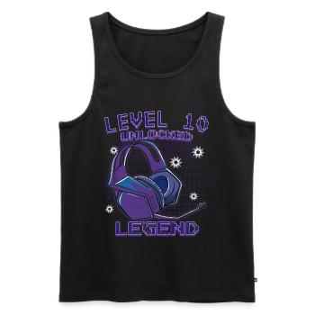 Level 10 Unlocked Legend - Men's Premium Organic Tank Top - black - Front - AI Model Male 178 light (178cm)