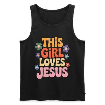 Dieses Mädchen liebt Jesus - Männer Premium Bio Tank Top - Schwarz - Vorne - Michal (187cm)